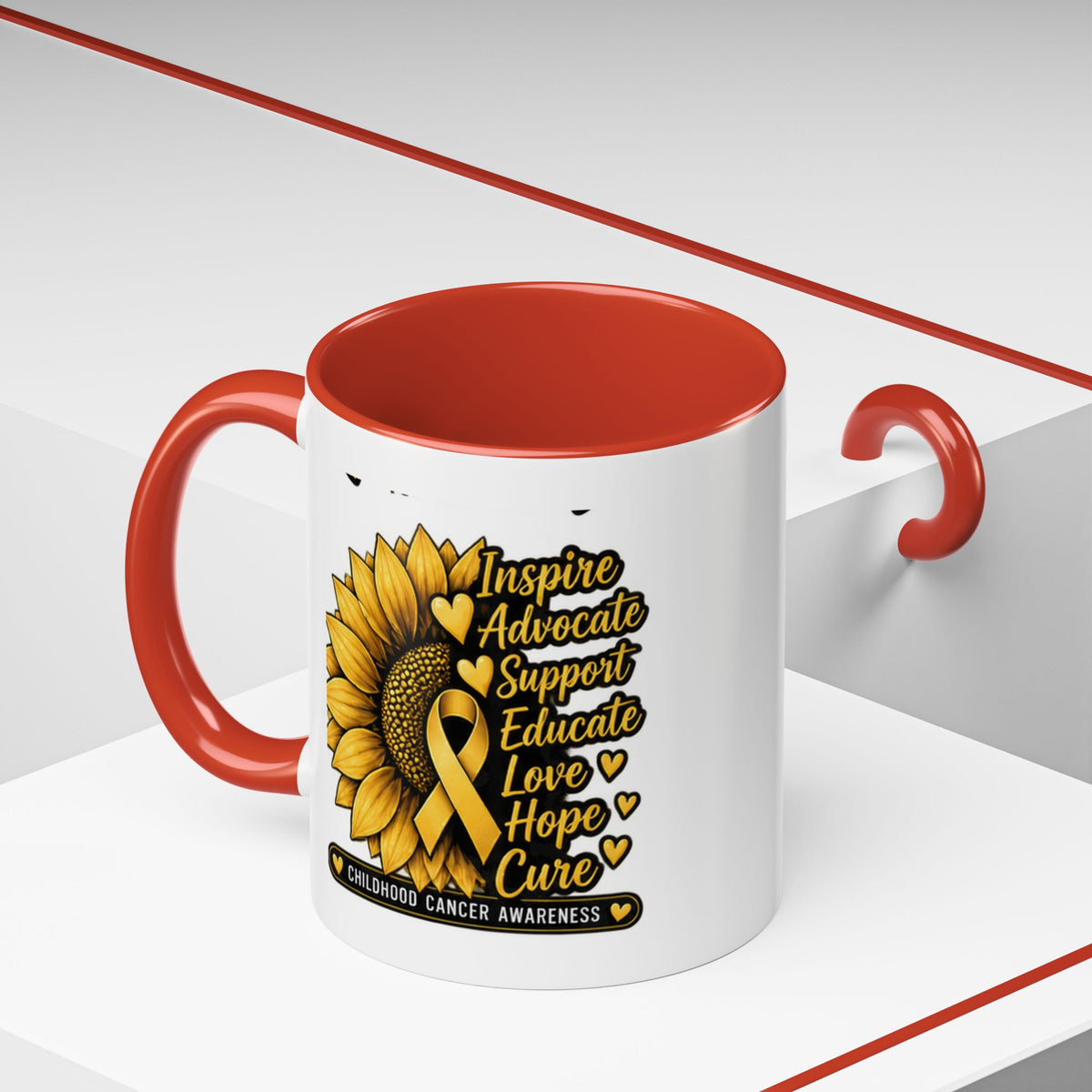 Childhood Cancer Awareness Sunflower Accent Coffee Mug (11/15oz)