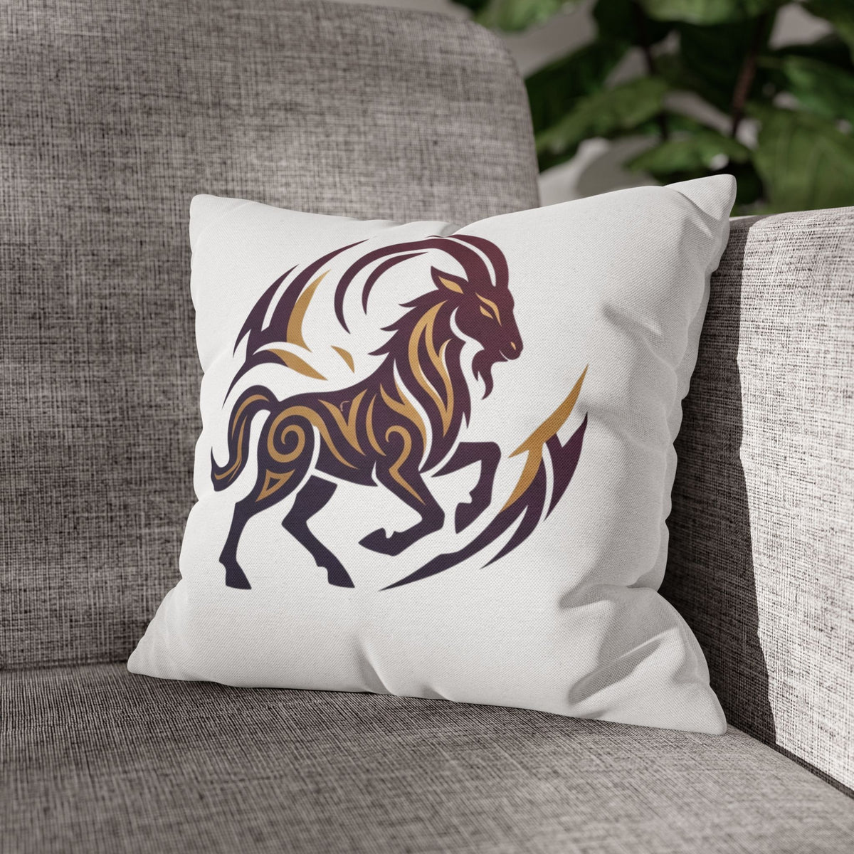 Capricorn Tribal Goat Decorative Pillowcase — Zodiac Accent Pillow