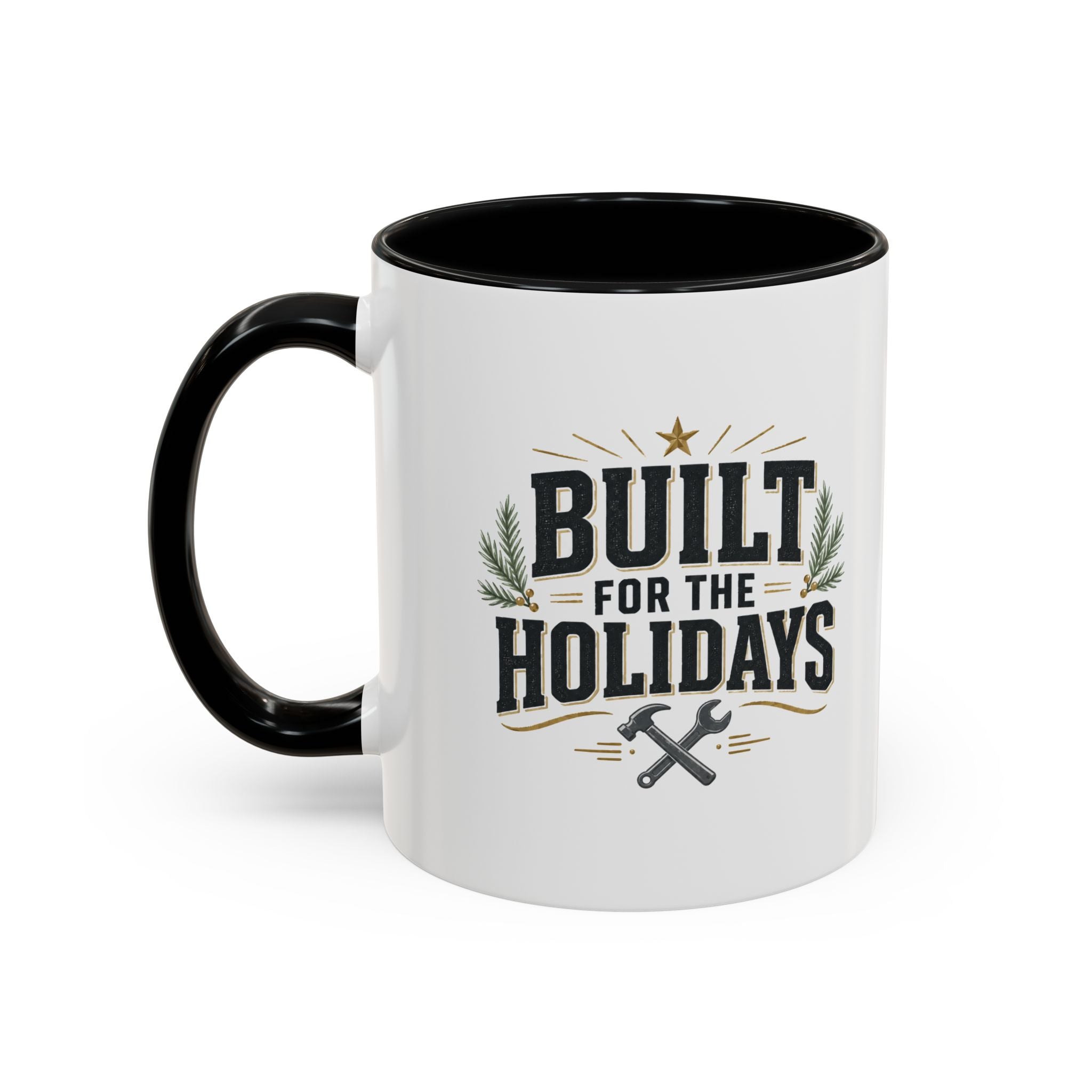 Christmas Built for the Holidays Accent Coffee Mug – Holiday Workshop Coffee Cup