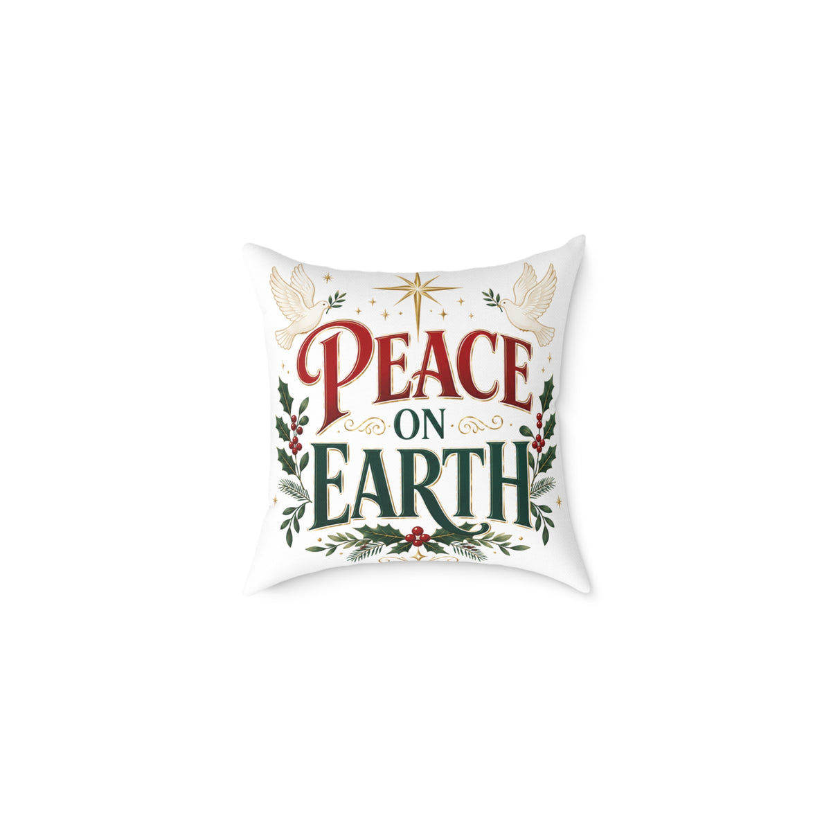Christmas Peace on Earth Holiday Throw Pillow — Christmas Decorative Square Cushion