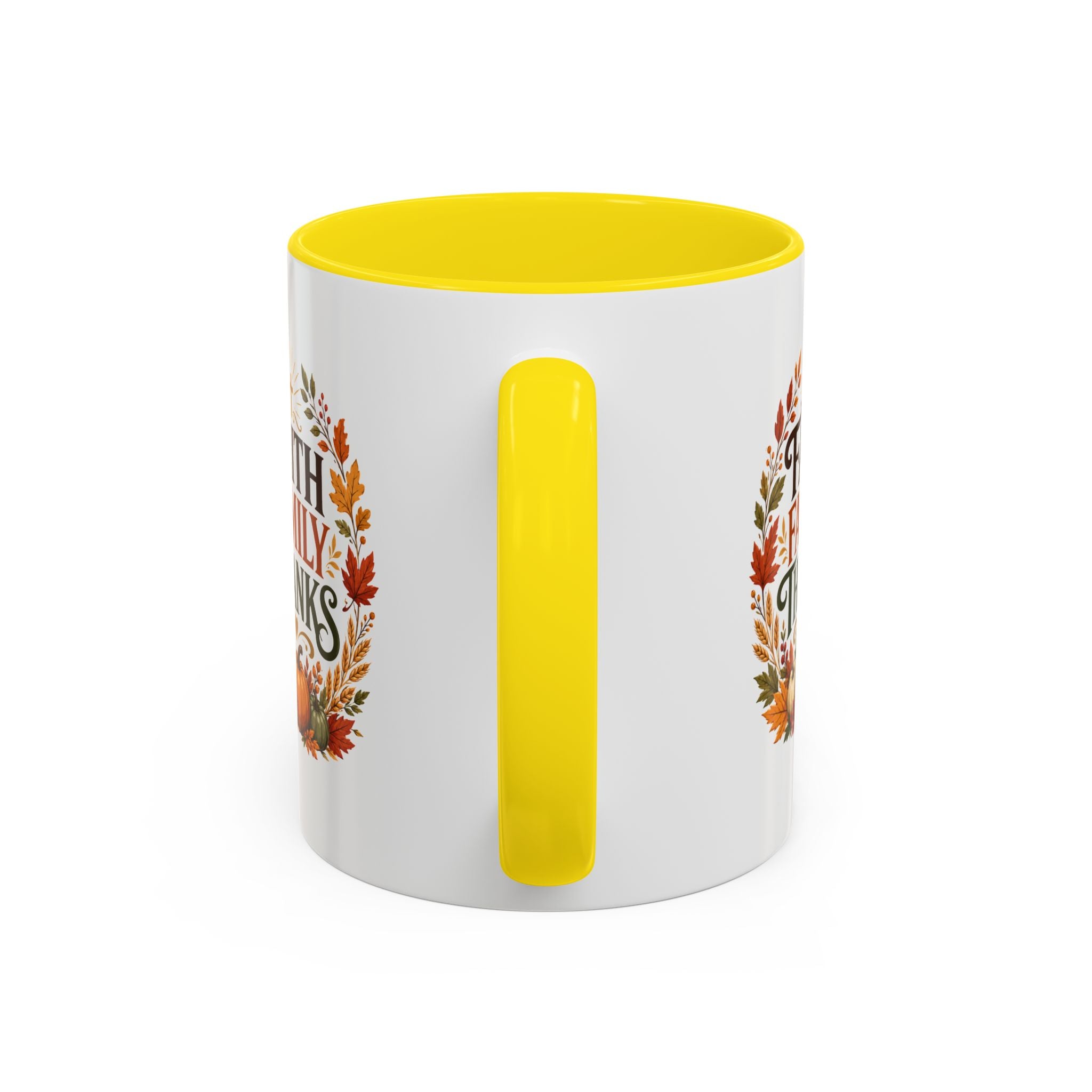 Thanksgiving Mug Faith Family Thanks Accent Coffee Mug — Thanksgiving Pumpkin Fall Leaves