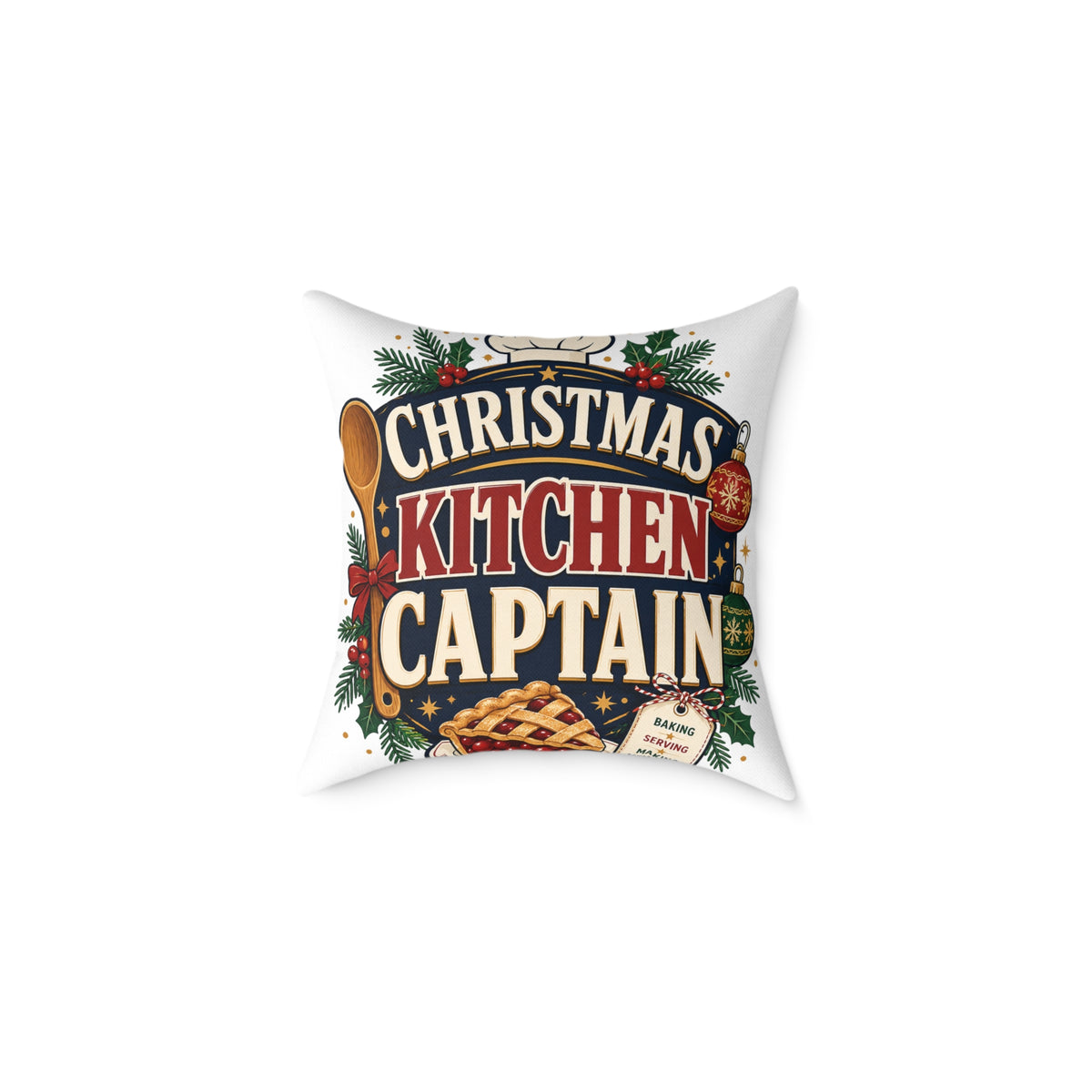 Christmas Kitchen Captain Modern Day Christmas Square Poly Canvas Pillow
