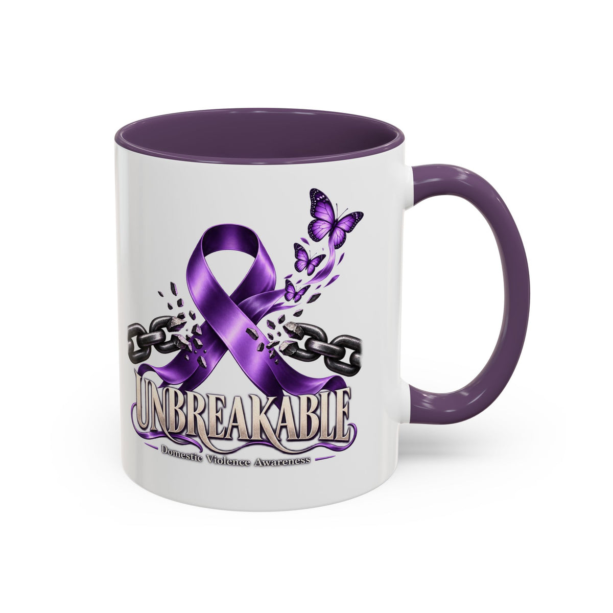 Unbreakable Purple Ribbon Coffee Mug —Domestic Violence Awareness Support Accent Mug