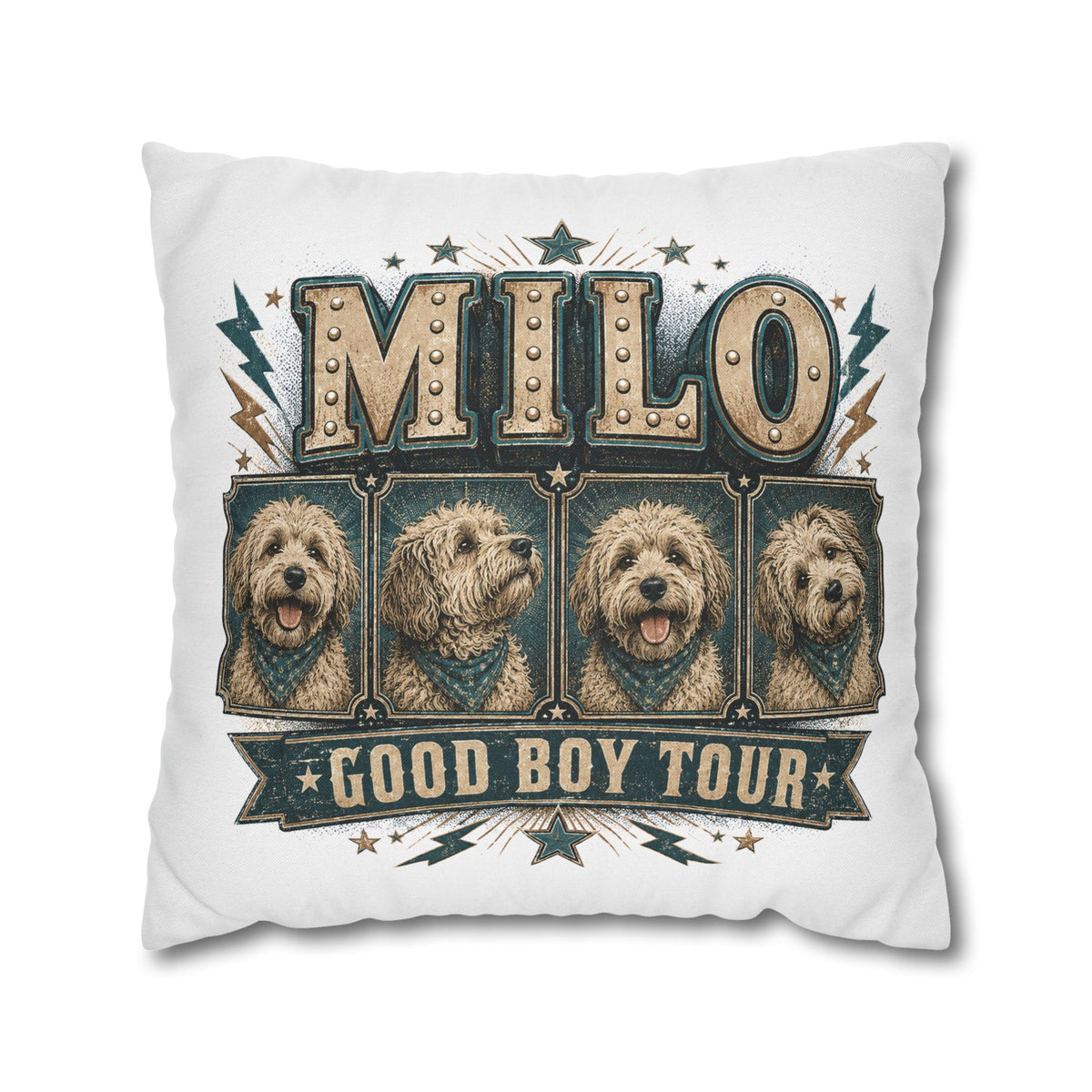 Milo "Good Boy Tour" Dog Photo Throw Pillowcase Milo Bailey Dog Dad Mom