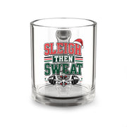 Modern Day Christmas Glass Mug  10oz Glass Mug — "Sleigh Then Sweat" Christmas Fitness Mug, Holiday Gym Coffee Cup