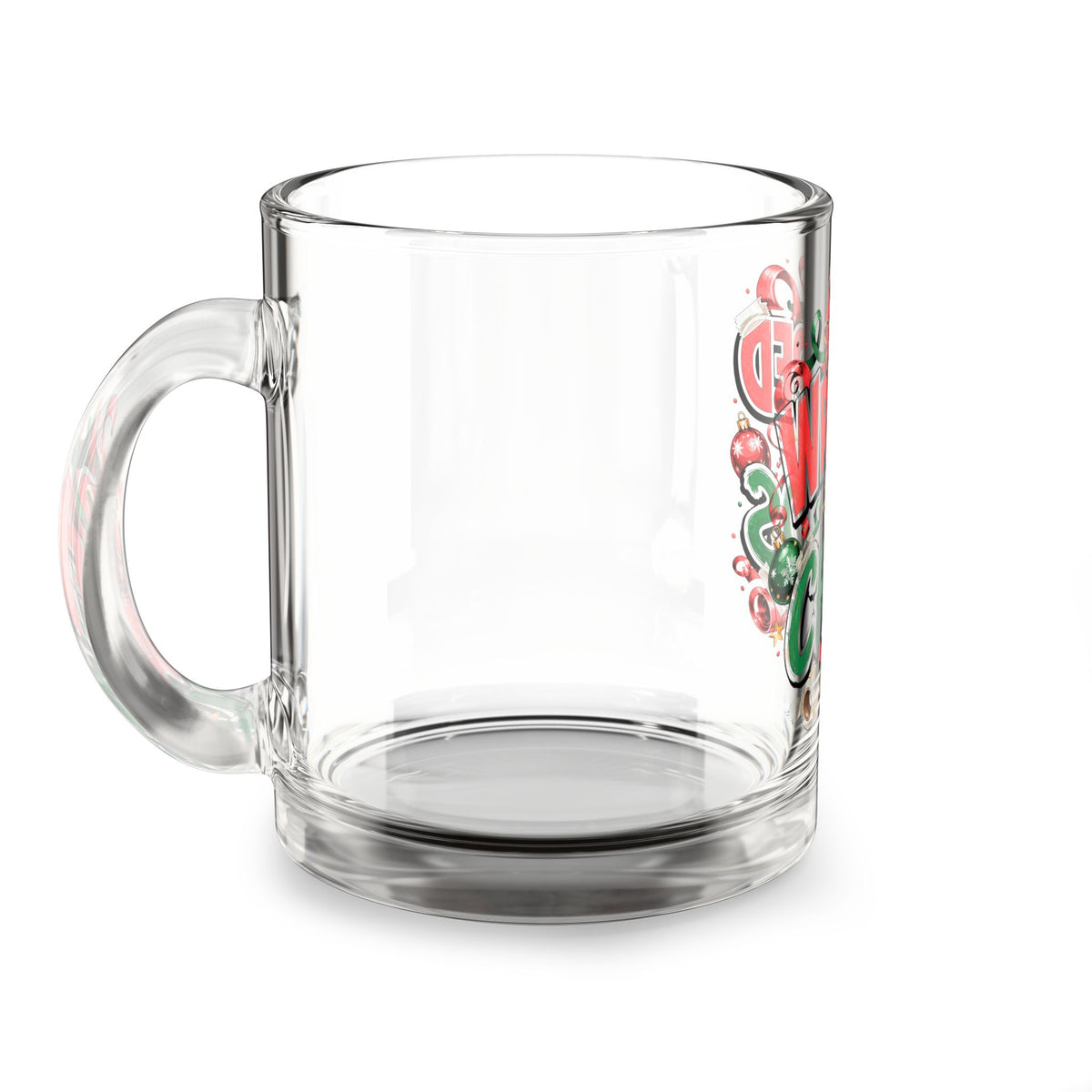 Christmas Glass Mug 10 oz Wrapped in Chaos Glass Mug — Funny Christmas Holiday Coffee Cup (10oz)