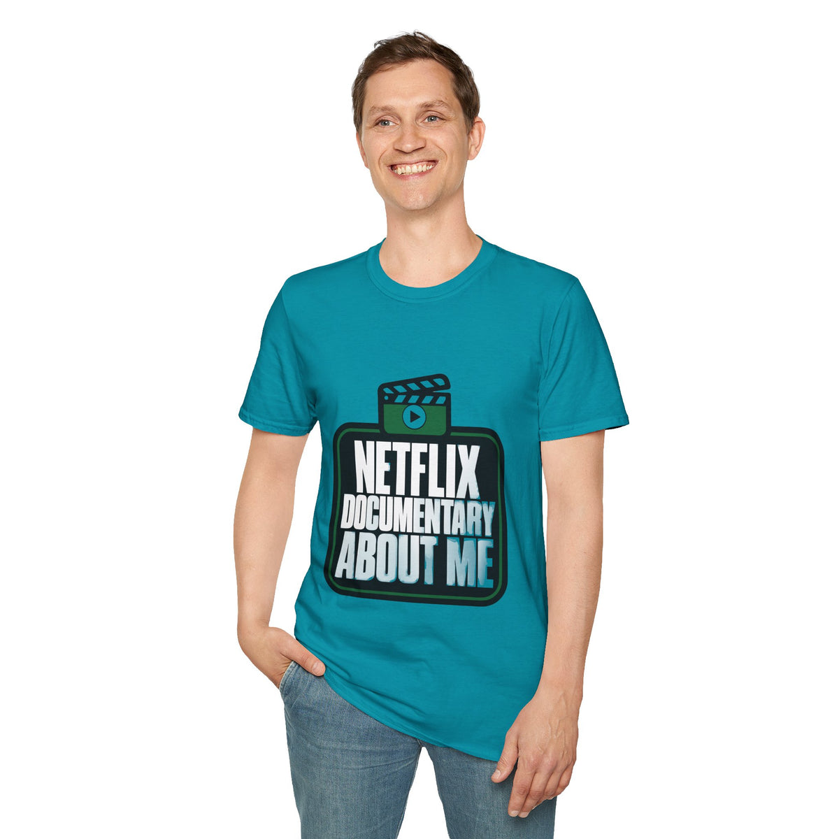 Netflix Documentary About Me Green Block Badge T-Shirt - Funny Sarcastic Pop Culture Tee - Trending Now - September 2026