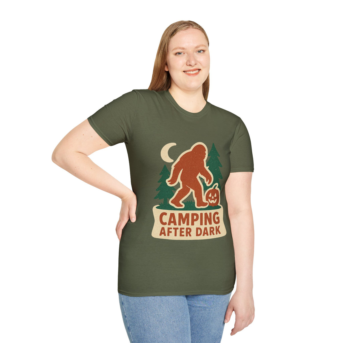 Camping After Dark T‑Shirt — Retro Bigfoot Camp Graphic Tee - Trending Now - August 2026