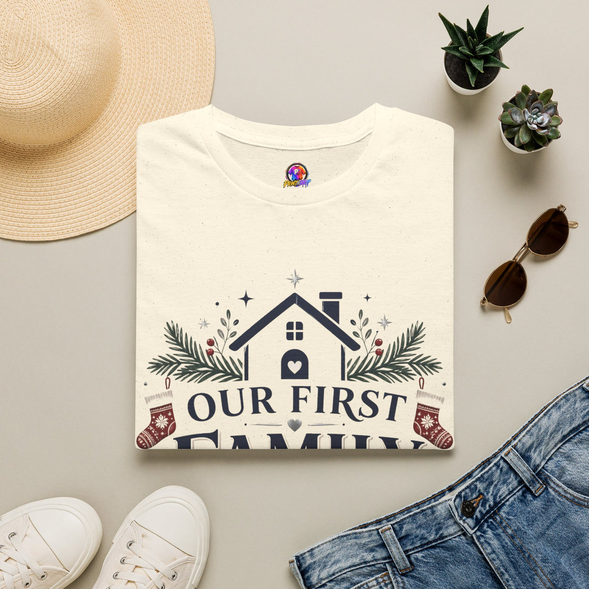 T-Shirt — Our First Family Christmas Personalized Tee