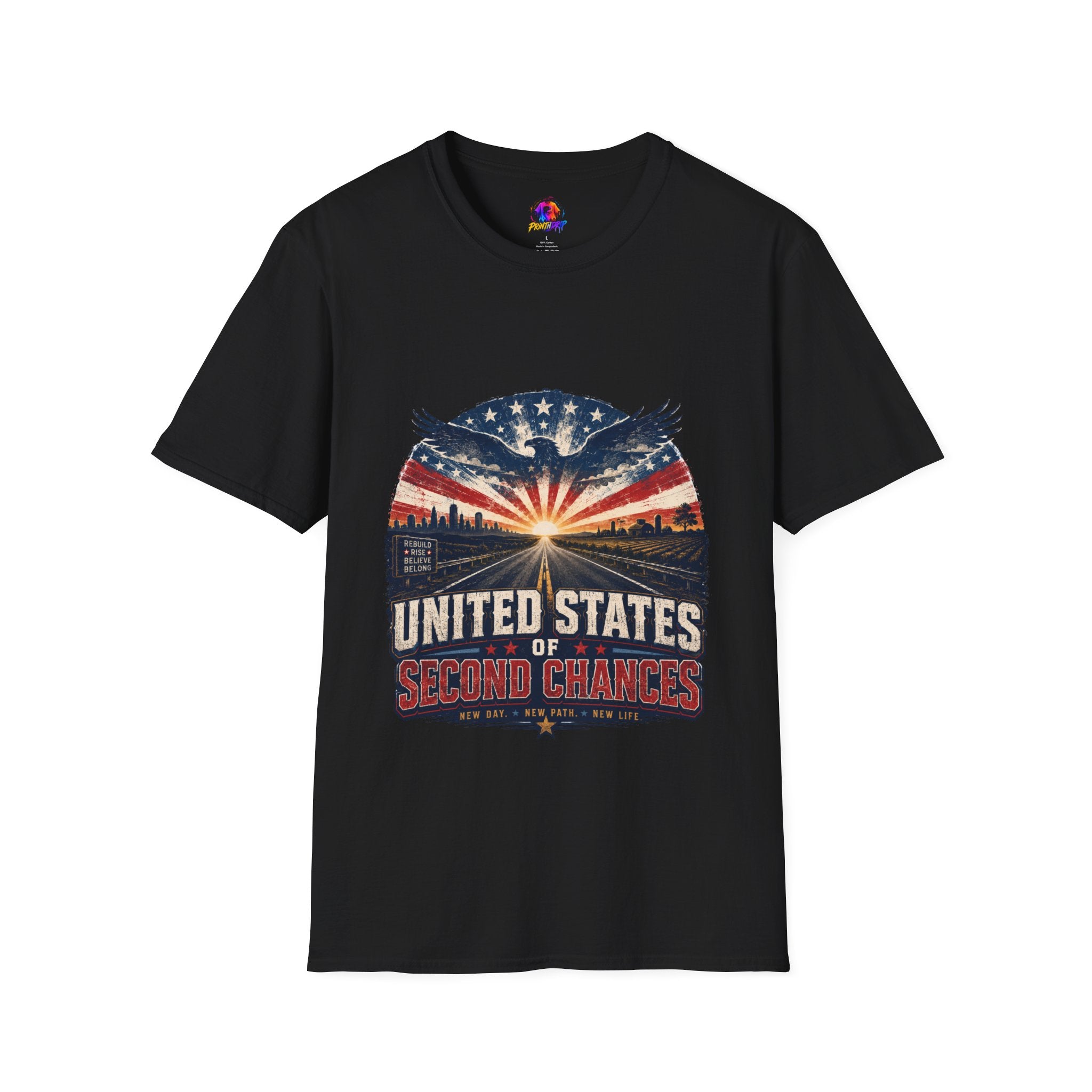Patriotic Eagle T-Shirt — United States Skyline Vintage Flag Design
