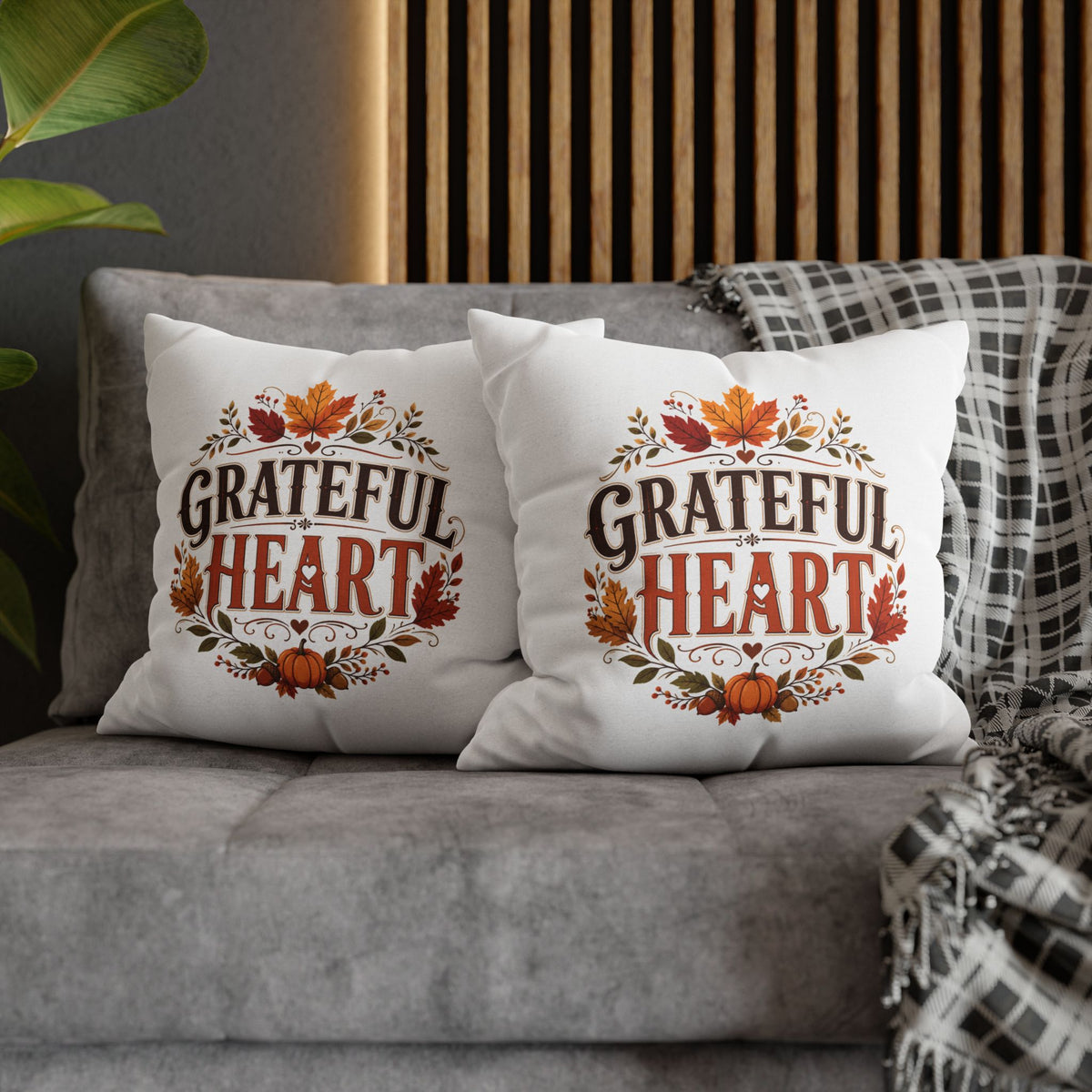 Thanksgiving Grateful Heart Fall Pillowcase - Thanksgiving Autumn Decorative Throw Cover