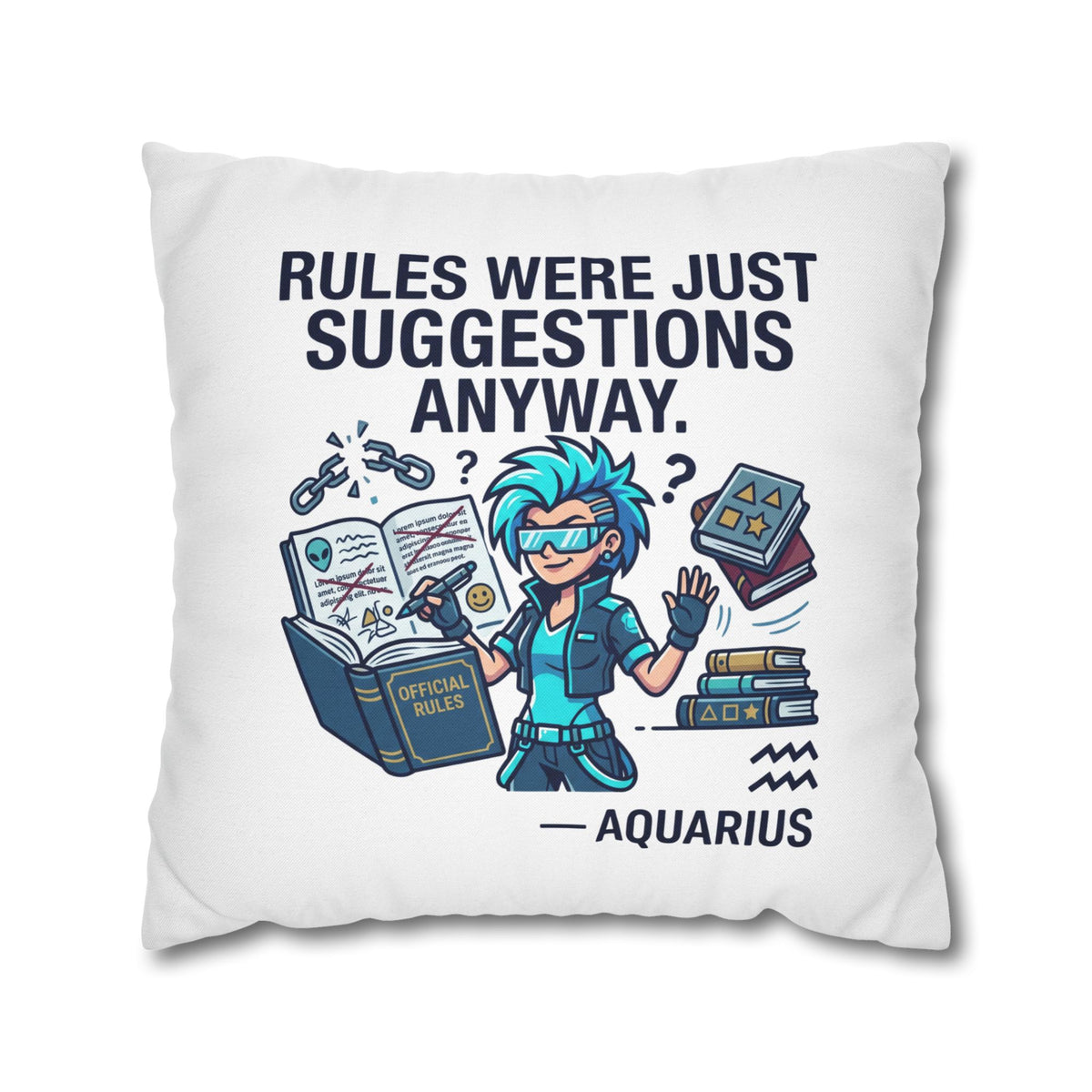Aquarius Zodiac Spun Polyester Square Pillowcase