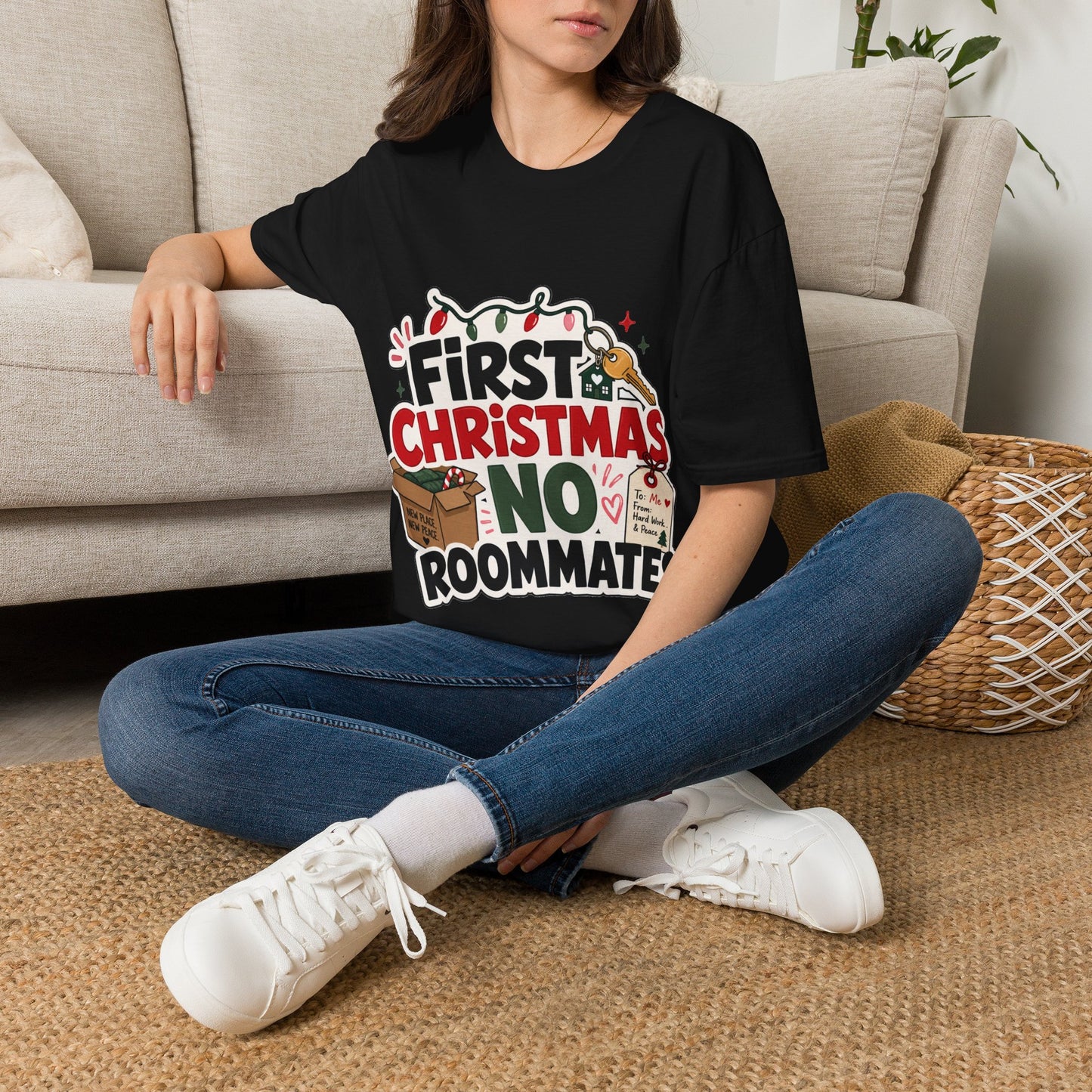 First Christmas No Roommates T-Shirt — Funny Holiday New Home Tee
