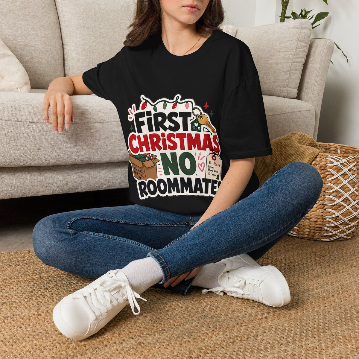 First Christmas No Roommates T-Shirt — Funny Holiday New Home Tee
