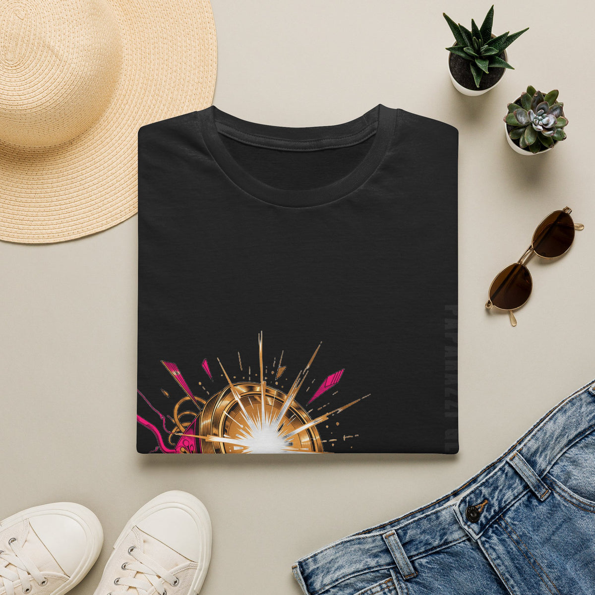 Paparazzi Glow Up Energy Vertical Text Gold Disco Ball White Graphic Tee - Trending Now - September 2026