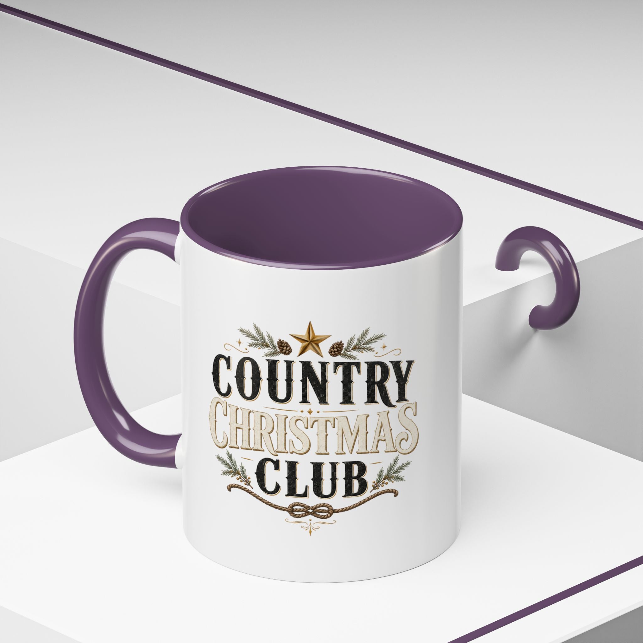Christmas Country Christmas Club Accent Coffee Mug — Festive Rustic Holiday Coffee Cup