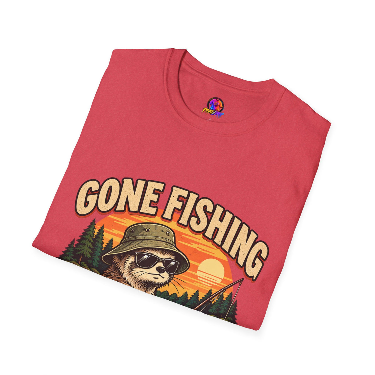 Funny And Witty T-Shirt — “Gone Fishing, Avoiding Feelings” Sloth Fishing Graphic Tee