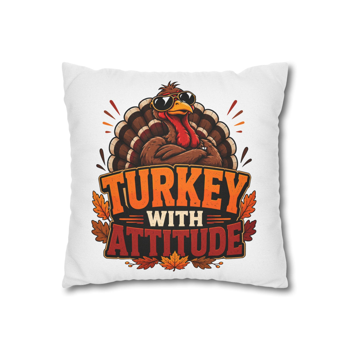 Thanksgiving Turkey With Attitude Pillowcase — Funny Thanksgiving Decorative Pillow Cover
