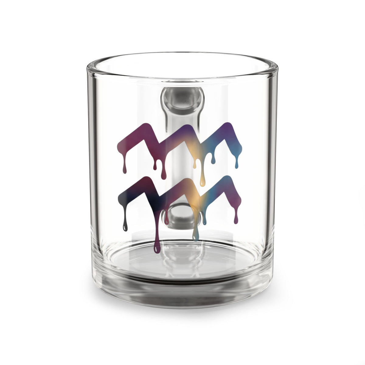 Aquarius 10oz Glass Mug — Dripping Rainbow Chevron Design