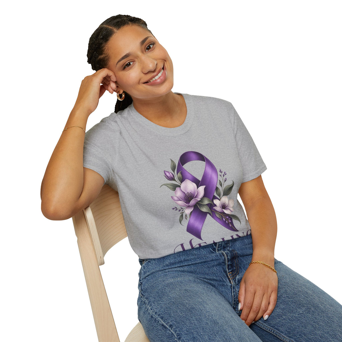 Healing Is Power Purple Ribbon Awareness Domestic Violence  T-Shirt