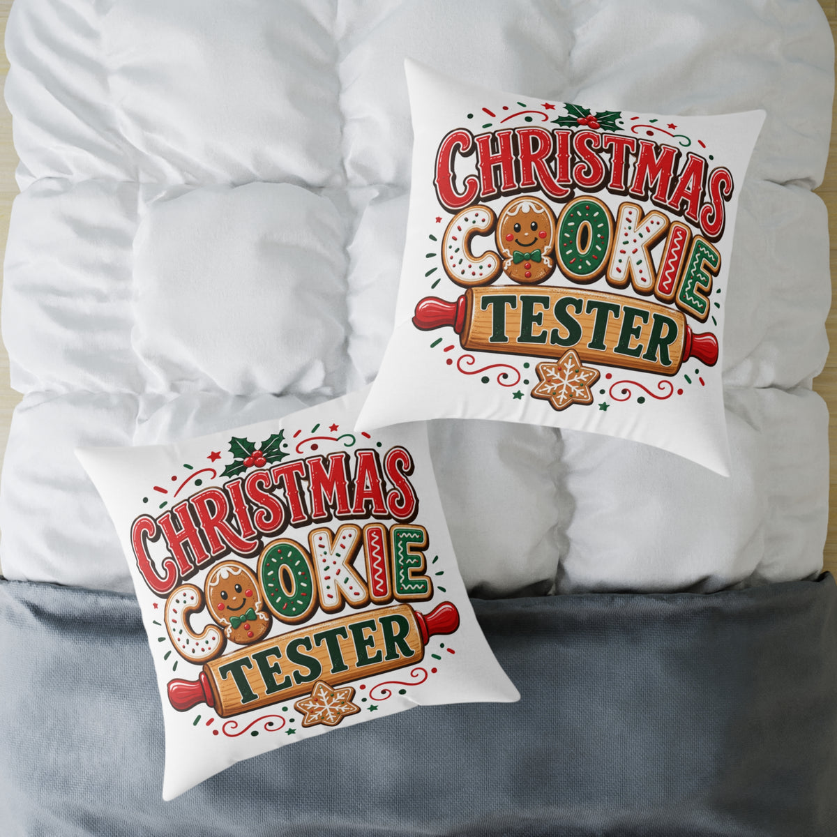 Christmas Cookie Tester Pillow — Festive Holiday Throw Pillow for Baking Lovers