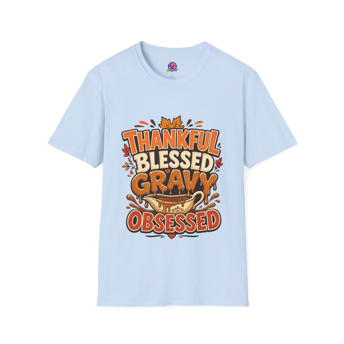 Thanksgiving T-shirt Thankful Blessed Gravy Obsessed T-Shirt — Thanksgiving Fall Turkey Dinner Tee