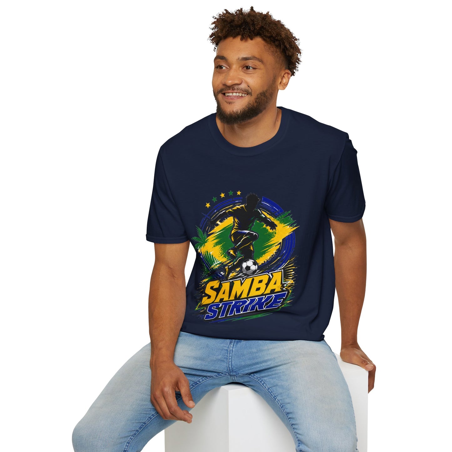 Brazil  Samba Strike Soccer T-Shirt — Brazilian Football Player Graphic Tee