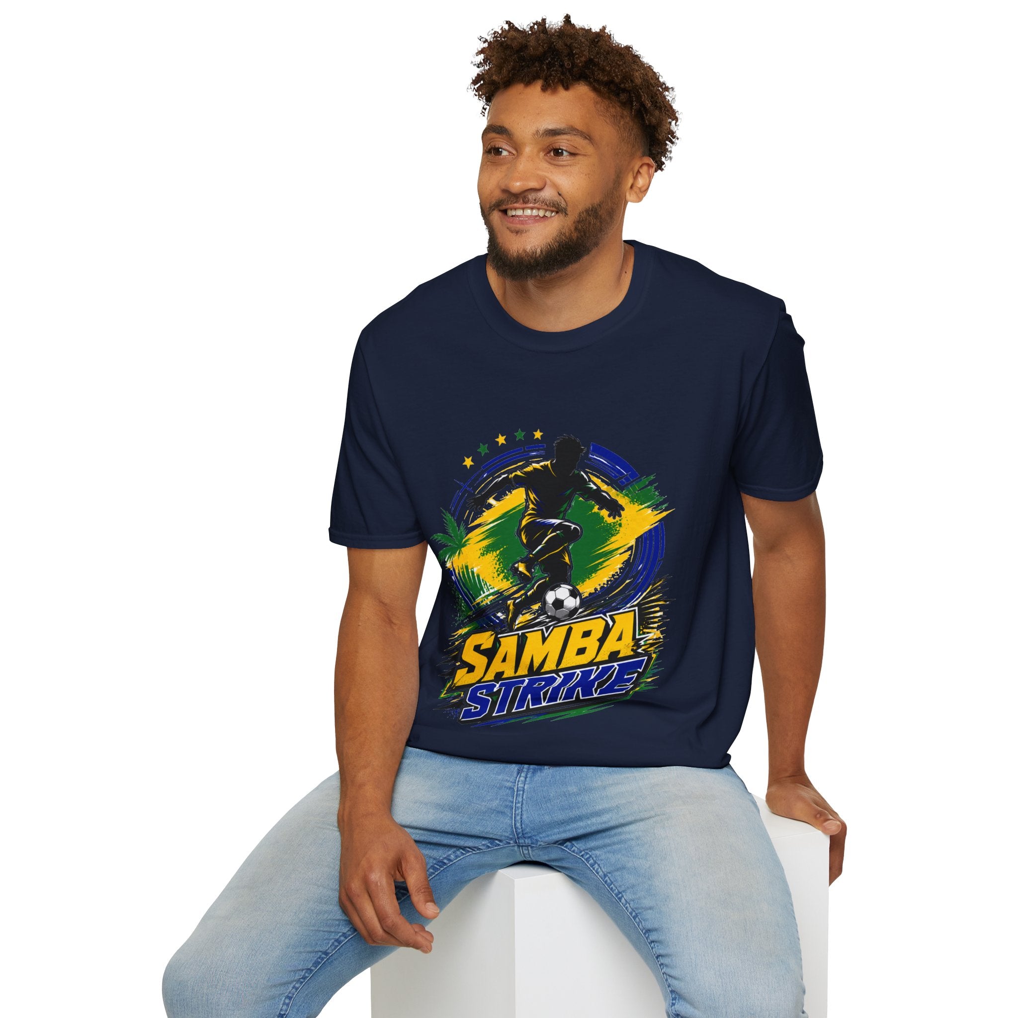 Brazil  Samba Strike Soccer T-Shirt — Brazilian Football Player Graphic Tee