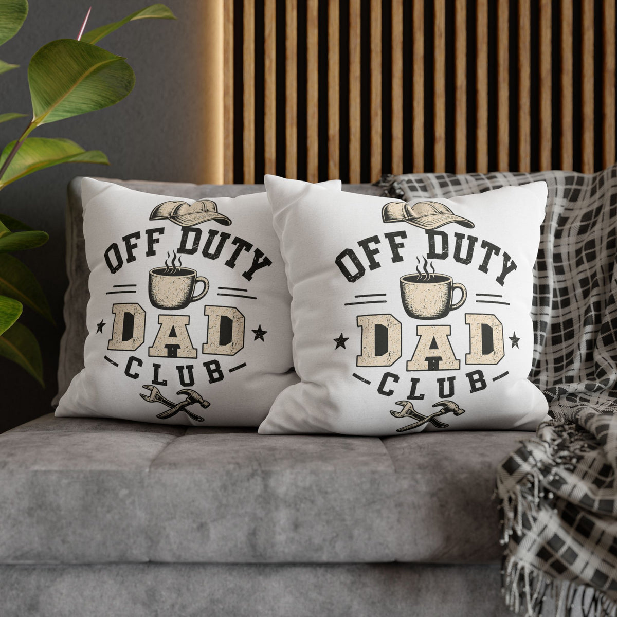 Throw Pillowcase — "Off Duty Dad Club" Decorative Pillowcase Milo Bailey Dog Dad Mom