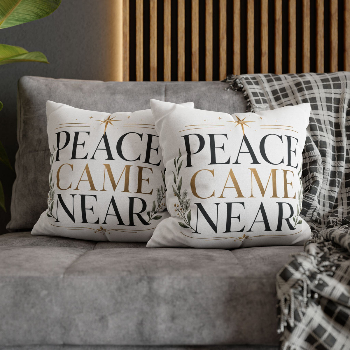 Christmas Peace Came Near Square Pillow — Christmas Holiday Decorative Throw Pillowcase