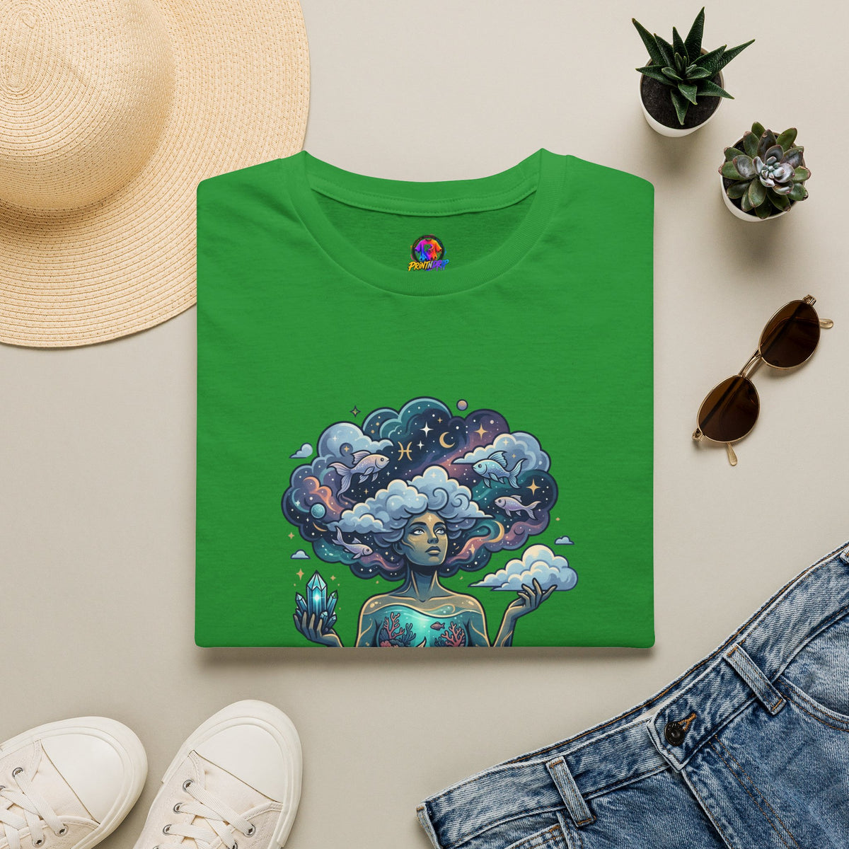 Dreamscape Goddess T-Shirt — 'Head in the Clouds' Surreal Art Tee