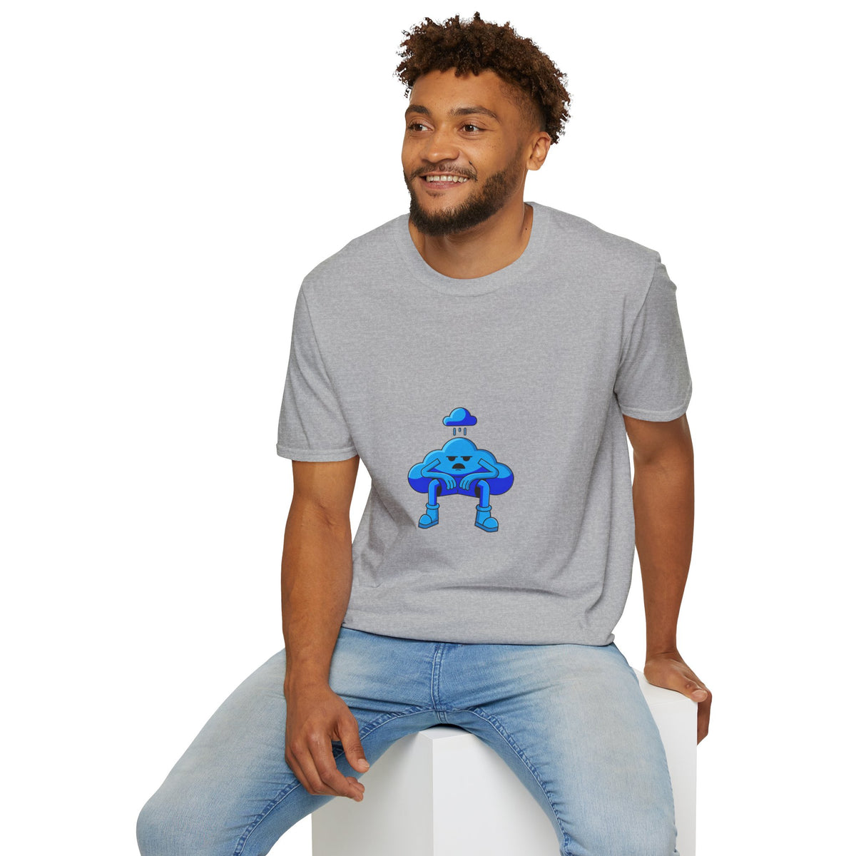 Sad Cloud Graphic T-Shirt — Cute Blue Cloud Illustration Tee - Trending Now - September 2026