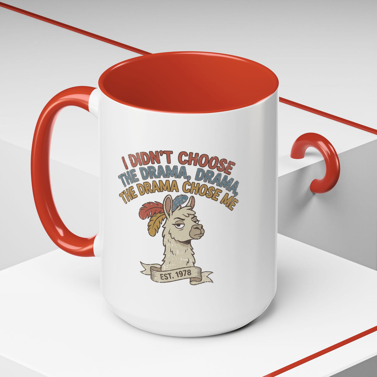 Funny And Witty "The Drama Chose Me" Accent Coffee Mug (11, 15oz)