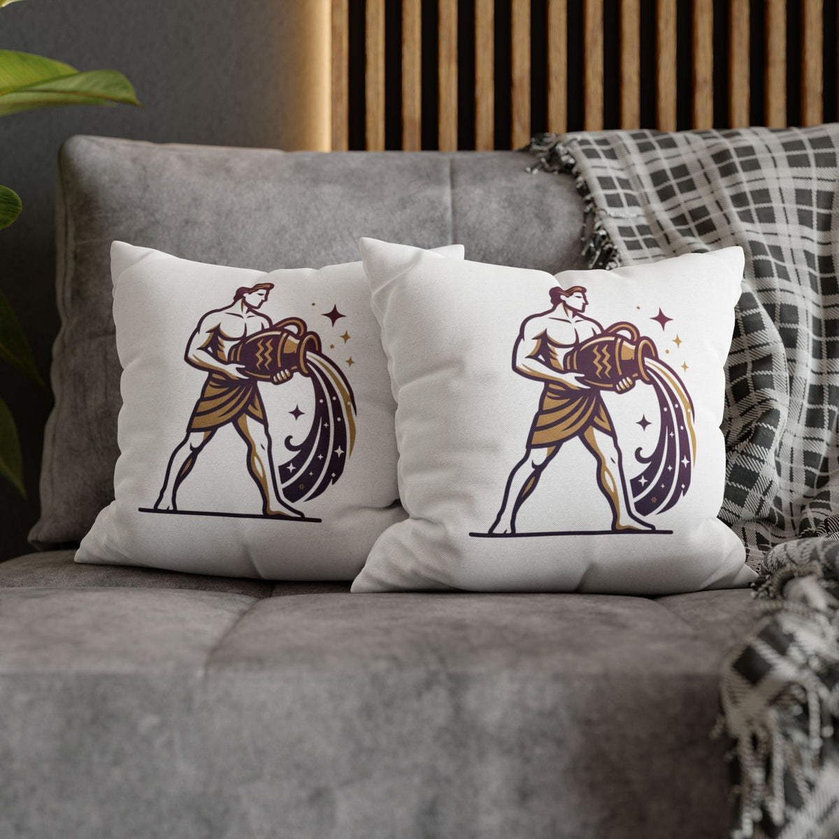 Zodiac Aquarius Pillowcase – Astrological Water-Bearer Decorative Throw Pillow