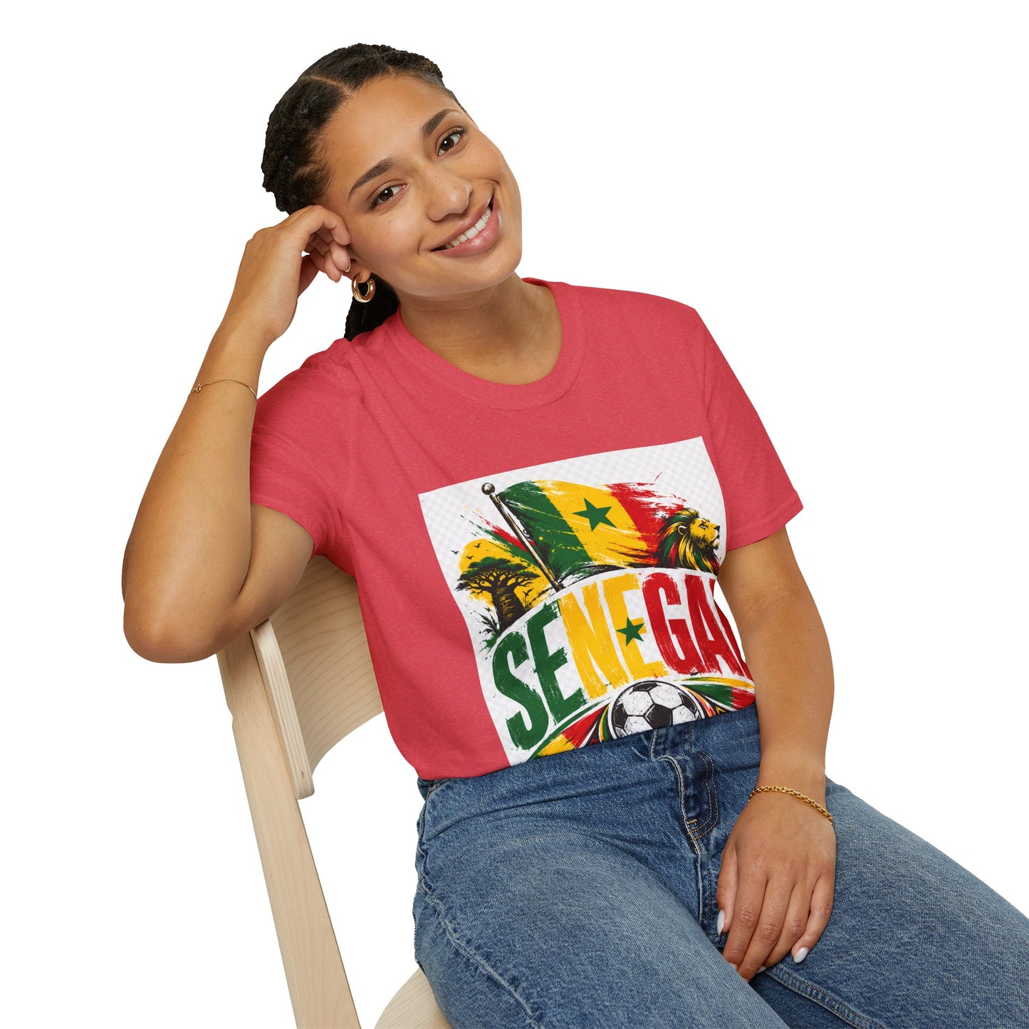 Senegal Flag Soccer T-Shirt — Lion & Football Pride Tee