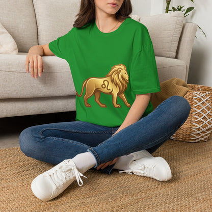 Leo Zodiac Lion T-Shirt — Gold Astrology Tee for Leo Birthdays & Zodiac Fans