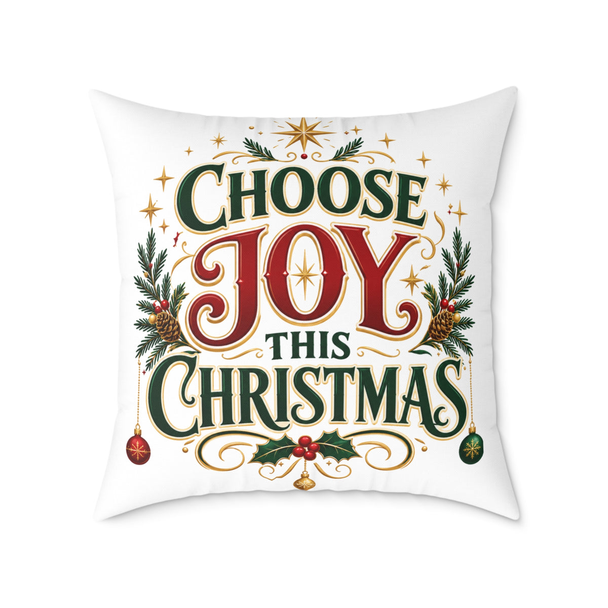 Choose Joy This Christmas Square Poly Canvas Pillow