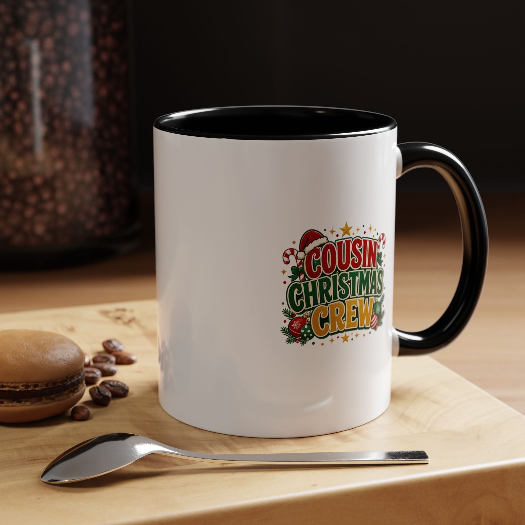 Cousin Christmas Crew Accent Coffee Mug — Holiday Family Christmas Coffee Cup