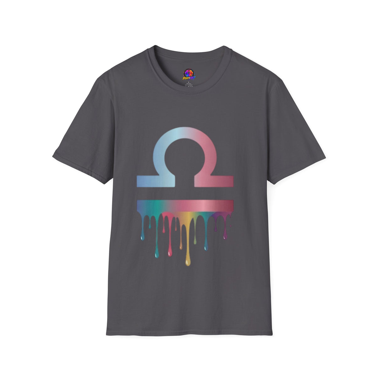 Libra Zodiac Omega Symbol T‑Shirt — Pastel Gradient Drip Graphic Shirt
