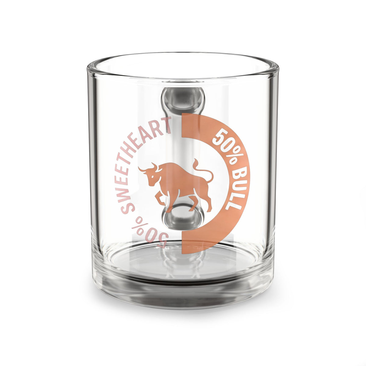 Taurus Zodiac Glass Mug 10oz Glass Mug - "50% Bull" Sweetheart Graphic Coffee Cup