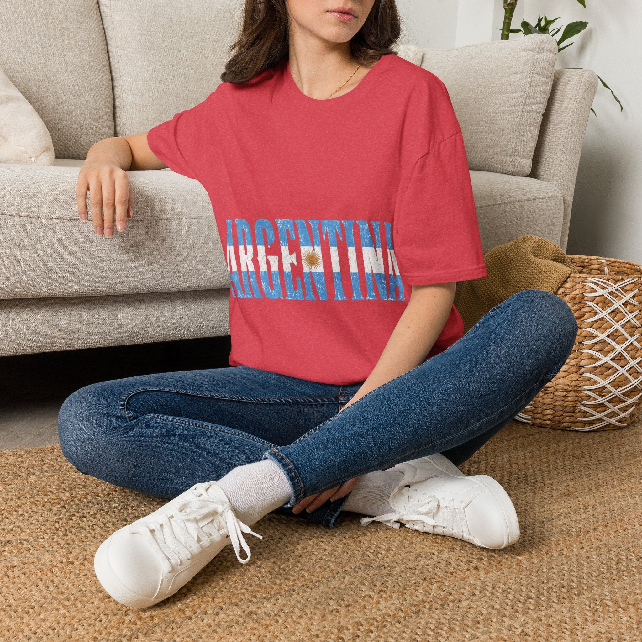 Argentina Beach Vibes T-Shirt — Distressed Blue "ARGENTINA" Graphic