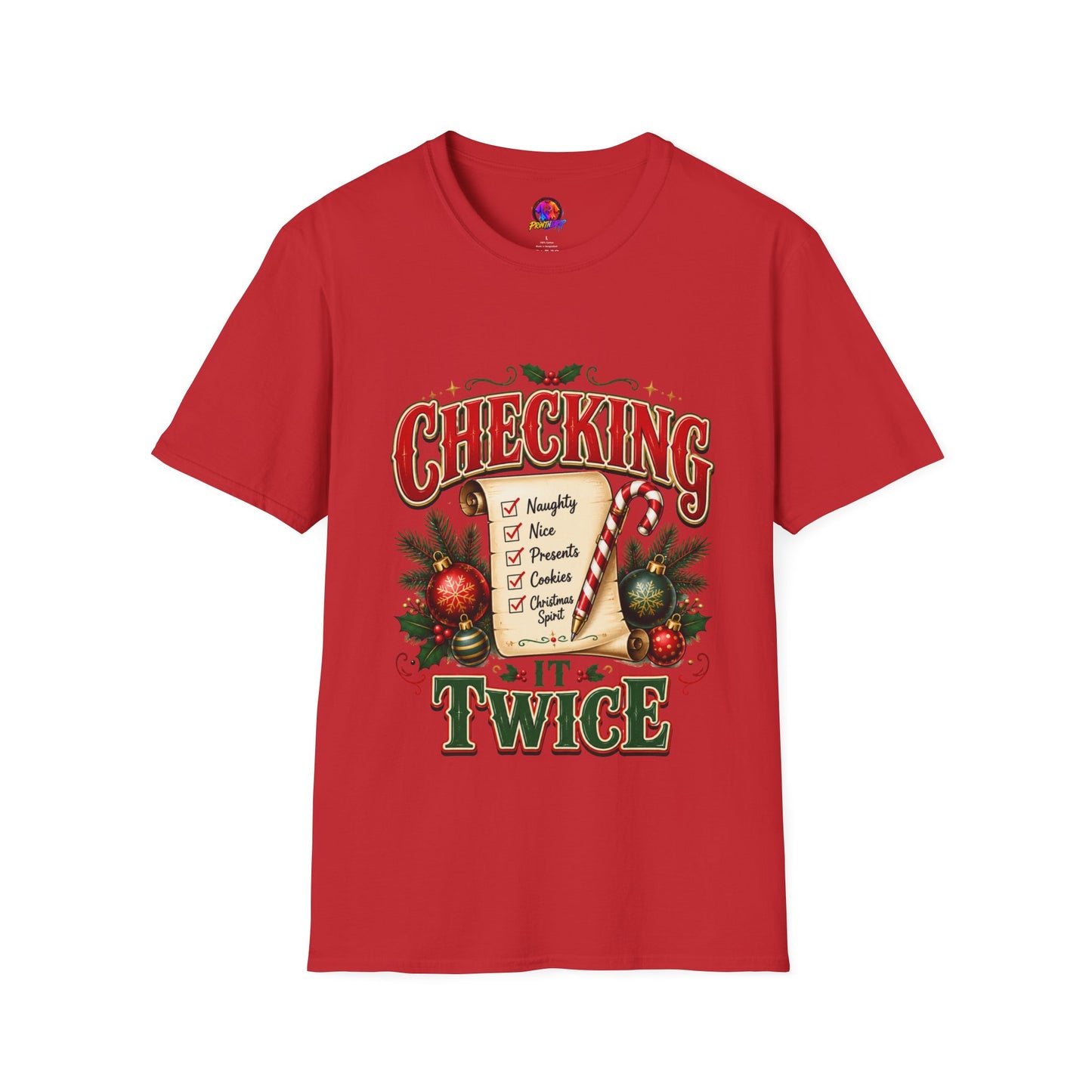 Checking It Twice Christmas T-Shirt — Naughty or Nice Holiday Tee