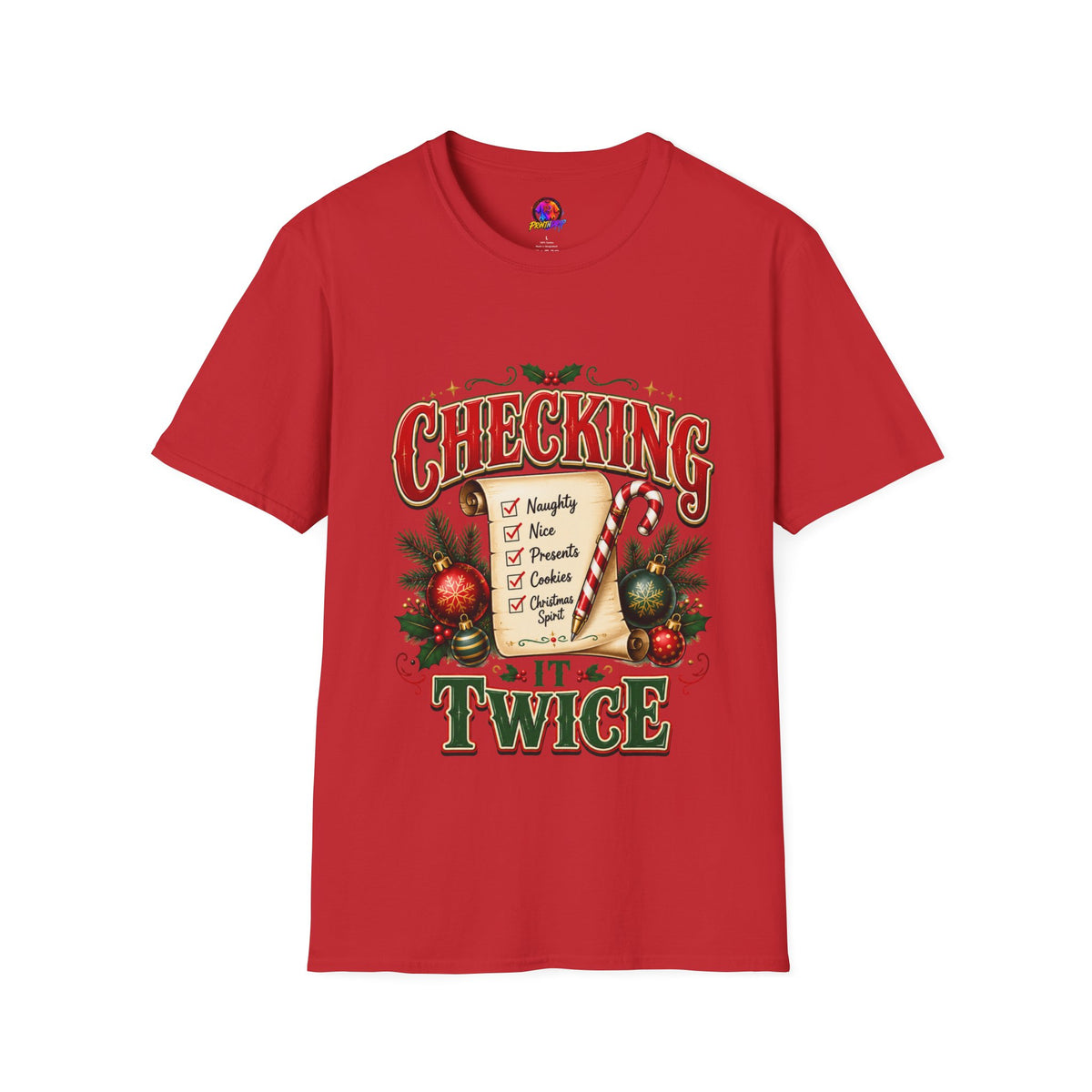 Checking It Twice Christmas T-Shirt — Naughty or Nice Holiday Tee