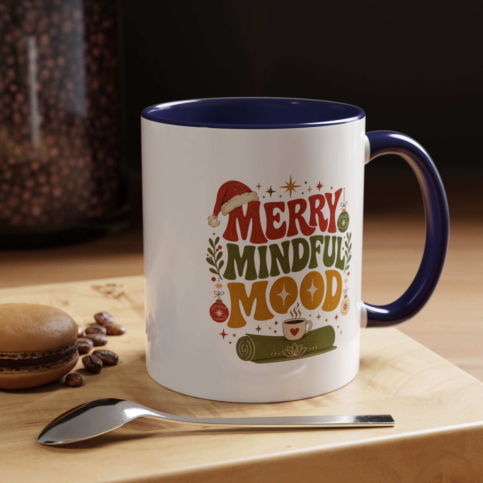 Modern Day Christmas Merry Mindful Mood Coffee Mug — Holiday Yoga & Relaxation Gift