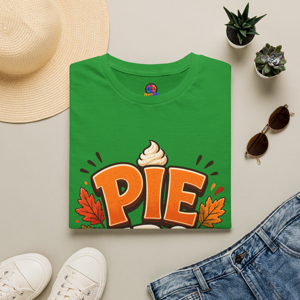 Thanksgiving T-Shirt Pie First T-Shirt — Funny Thanksgiving Pumpkin Pie Graphic Tee