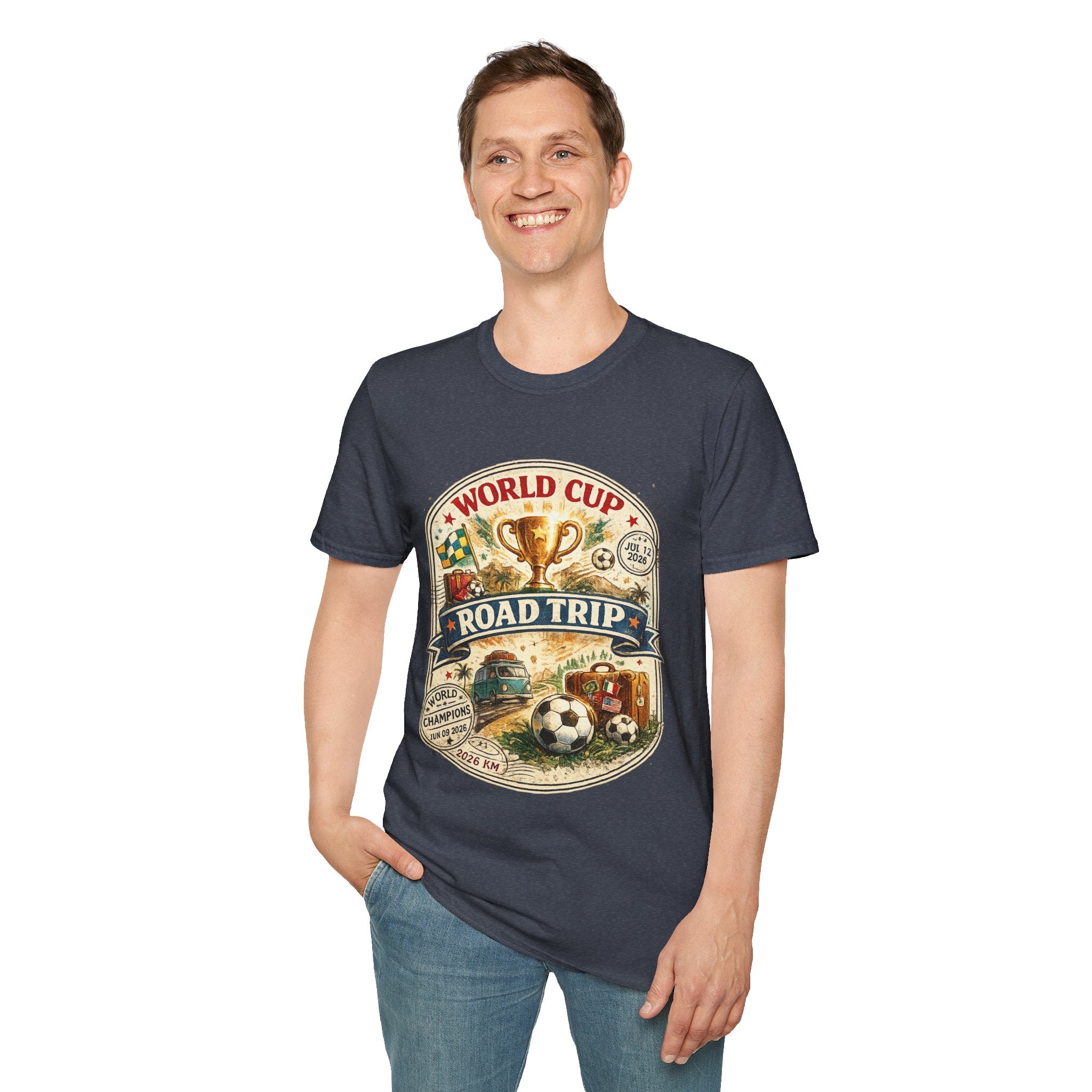 World Cup Road Trip T-Shirt — Vintage Soccer Trophy Design