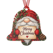 Gnome "Merry Christmas" Metal Bell Ornament — Festive Holiday Tree Decoration
