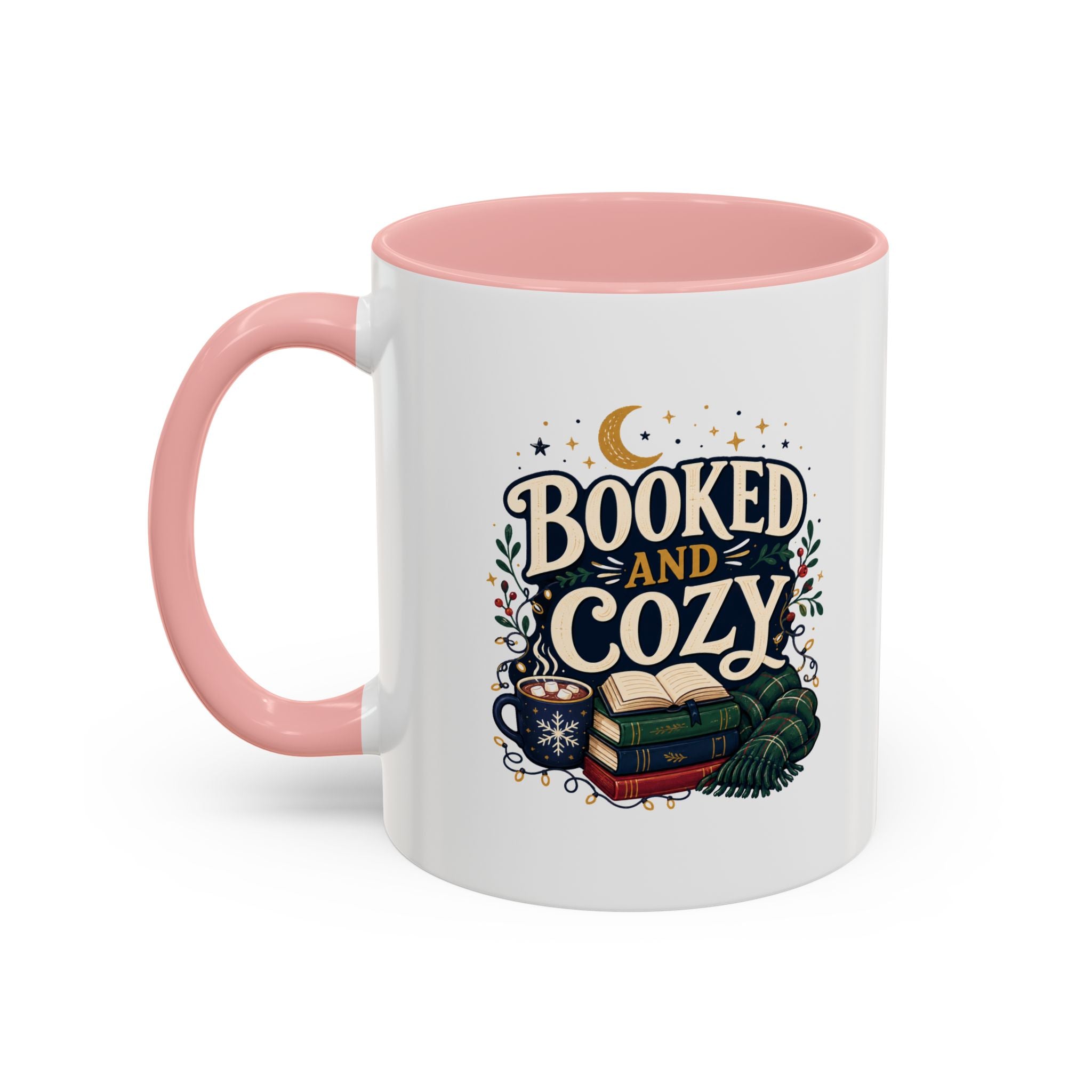 Modern Day Christmas Booked and Cozy Accent Coffee Mug — Book Lover Tea & Coffee Cup (11/15oz)