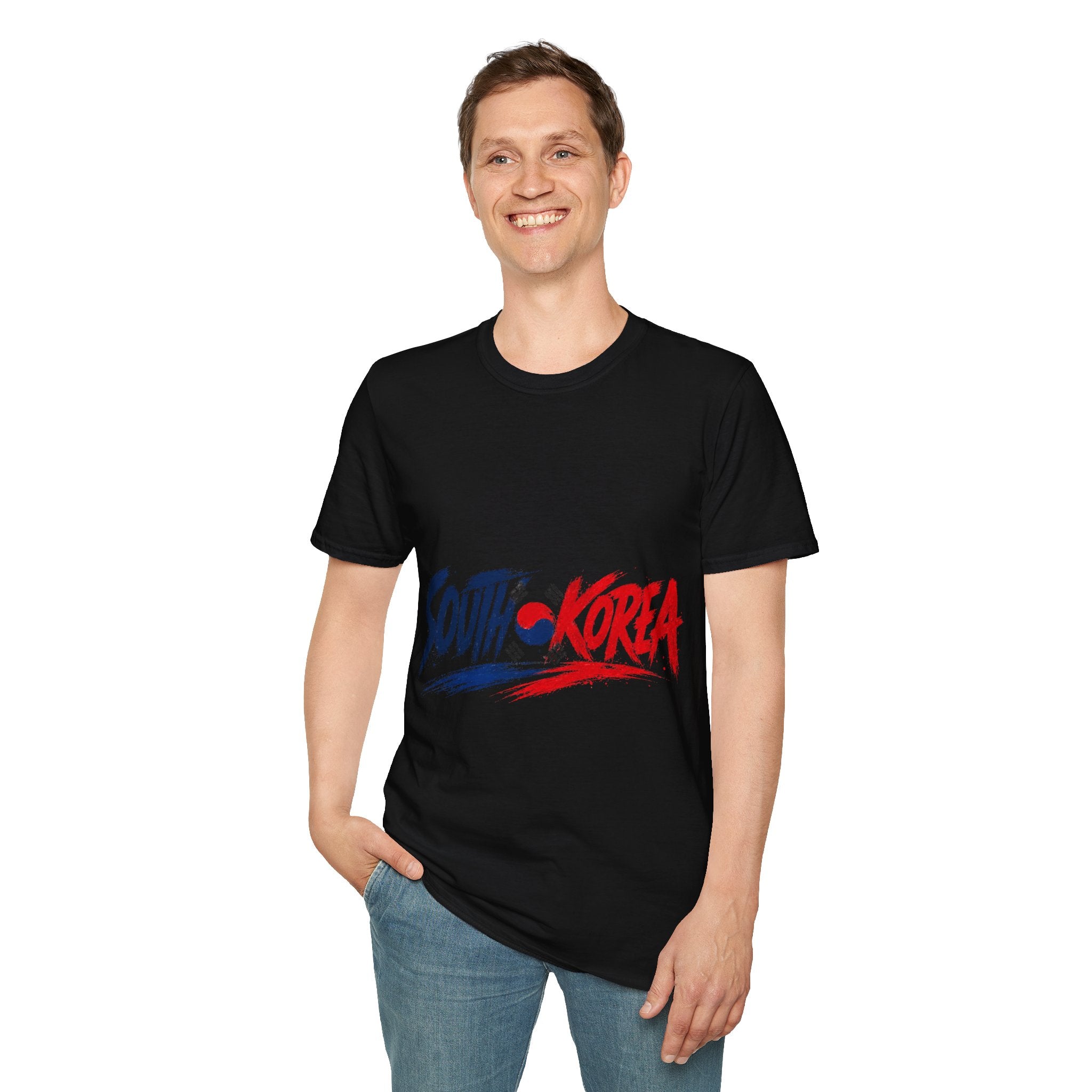 South Korea Flag Brushstroke T-Shirt — Patriotic Korean Travel Tee