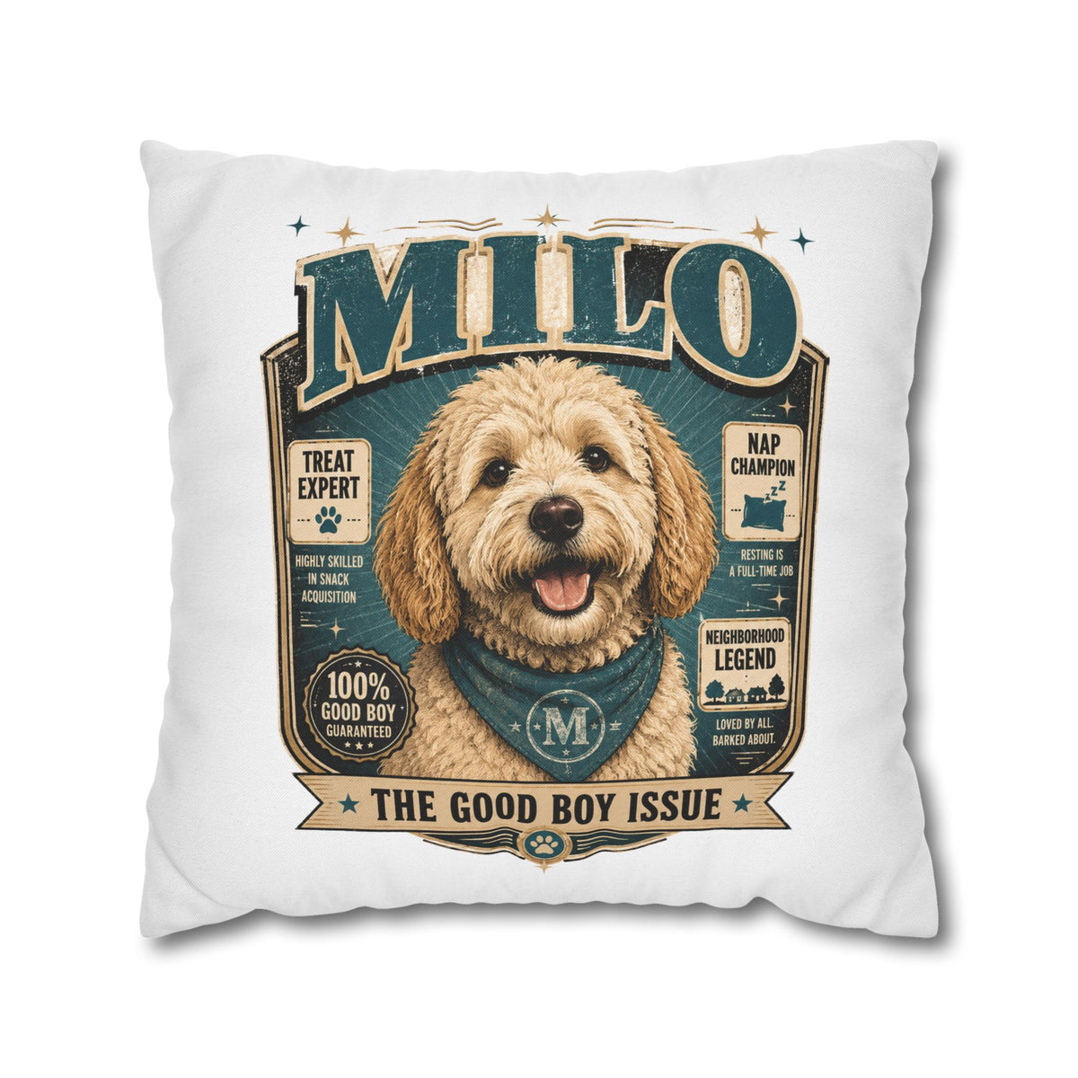Milo 'The Good Boy Issue' Decorative Pillowcase Milo Bailey Dog Dad Mom